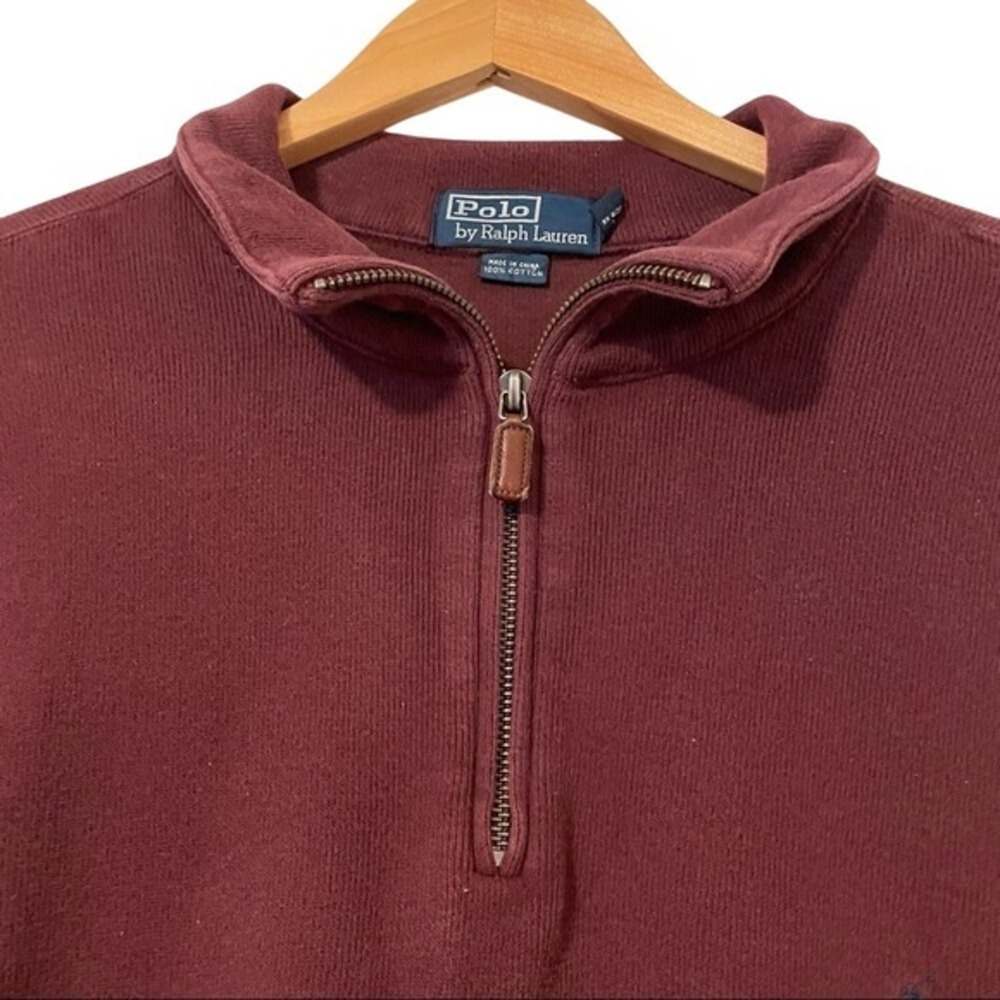 Polo Ralph Lauren Men's Maroon 1/4 Zip Long Sleeve Pullover‎ Sweater XXL Cotton